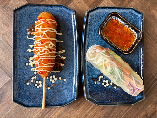 Korean Style corn dog + summer roll