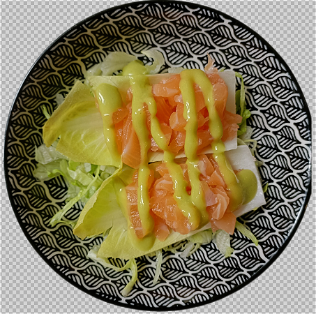 Witlof met zalm sashimi