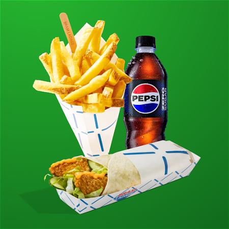 Kipfiletwrap menu met drankje