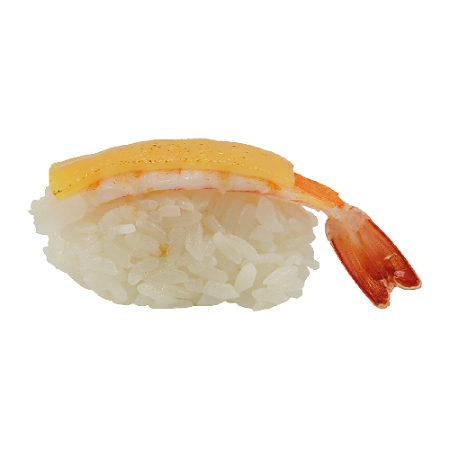 Flamed ebi cheese nigiri