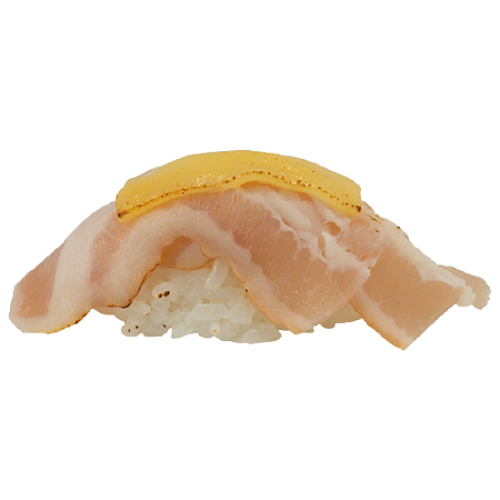 Flamed bacon cheese nigiri