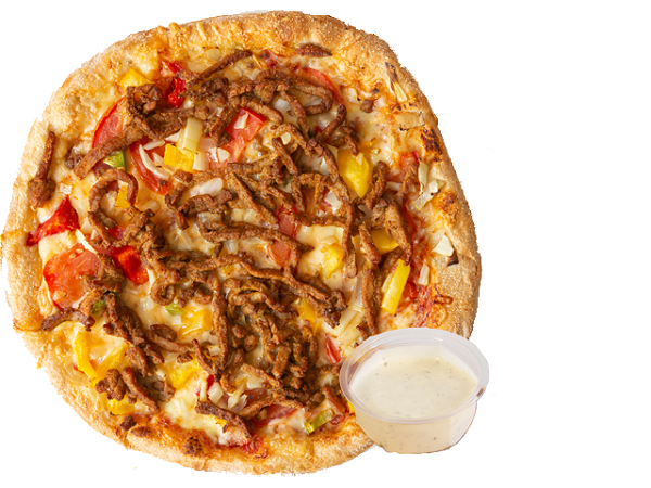 Kinderpizza shoarma special + bakje knoflooksaus