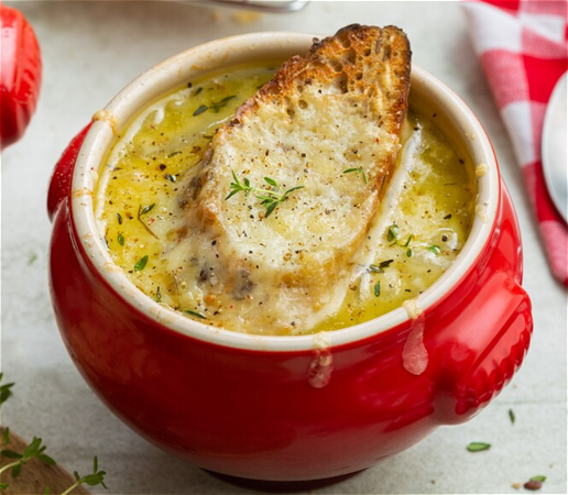 Franse uiensoep (niet om mee te nemen)