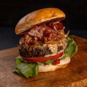 Black Angus cheese bacon burger
