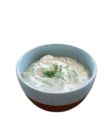 Ribby's saus op yoghurt gebaseerd met knoflook, dille en peterselie
