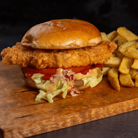 Crispy chicken cheeseburger menu