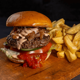 Black Angus beef burger menu