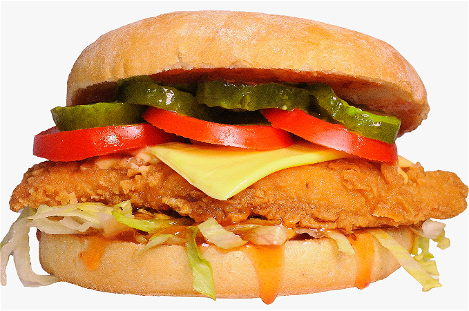 Spicy chicken cheese burger