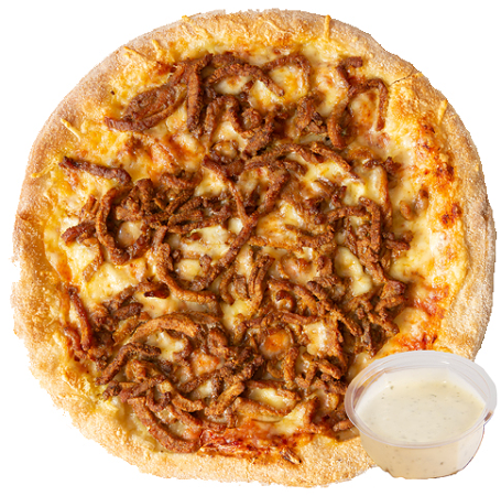 Pizza shoarma + bakje knoflooksaus