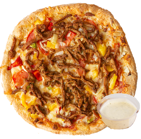 Pizza shoarma speciaal + bakje knoflooksaus