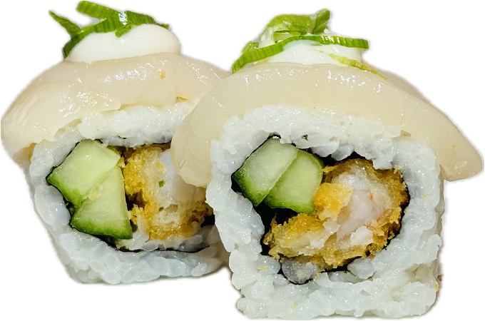 Coquille Flamed ebi roll