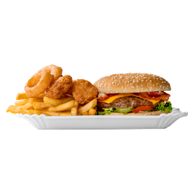 Tastybox 2. 3 uienringen en 3 kipnuggets