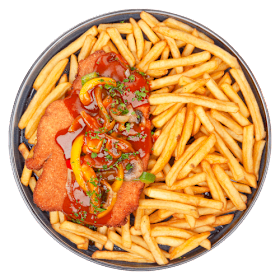 Loaded fries paprika schnitzel