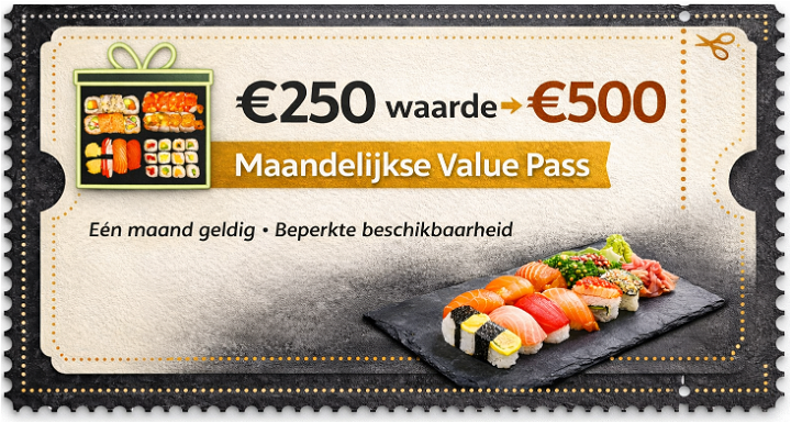 Uchi Sushi Maandelijkse Value Pass – €500 waarde voor €250