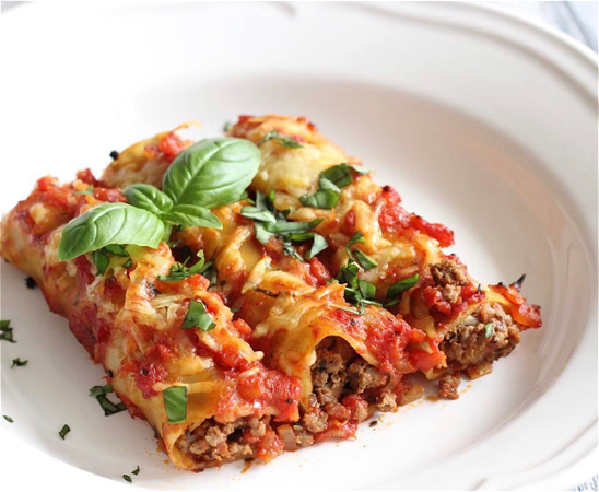 Cannelloni met gehakt en tomatensaus 
