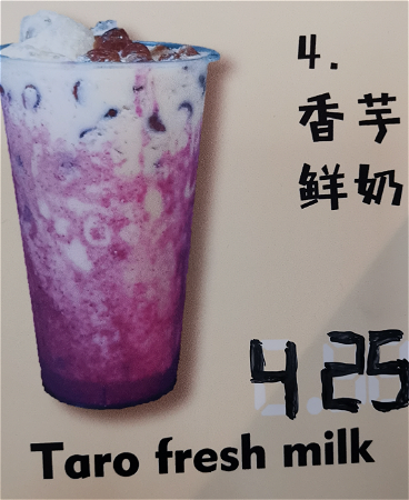 Taro fresh milk+wegwerp plastic 