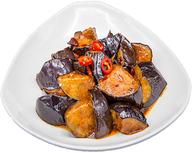 Eggplant in Szechuan style with red chili peppers