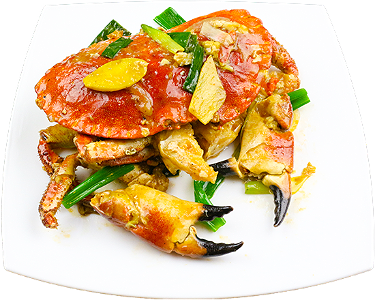 Fresh crab with ginger and spring onions
