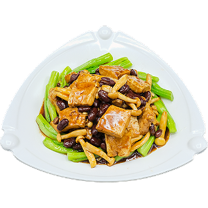Tofu with Shimeji mushroom, kidney beans & vegetables