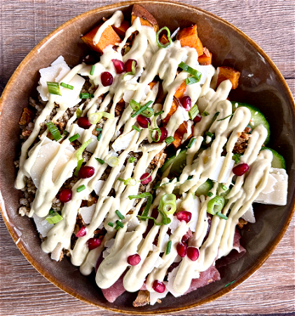 Bowl met rundercarpaccio