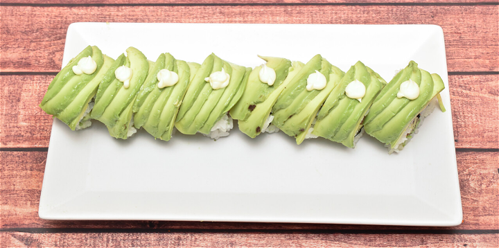 Avocado vegan lemon ebi fry roll