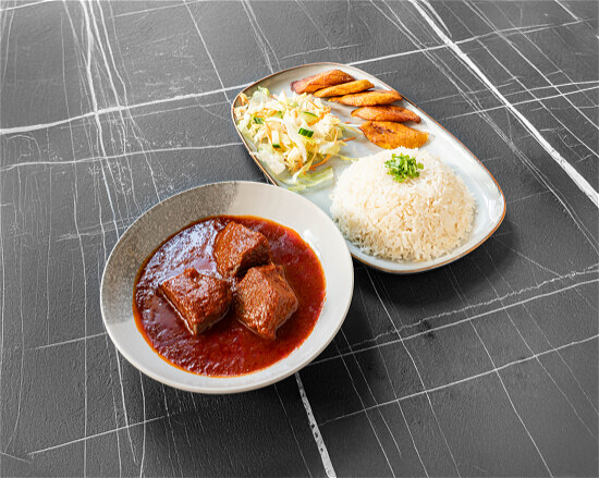 Witte rijst met stew