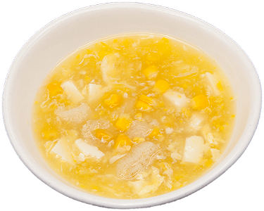 Vegan sweet corn soup with bamboo & tofu