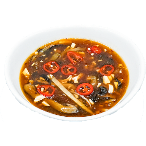 Vegan hot & sour peking soep
