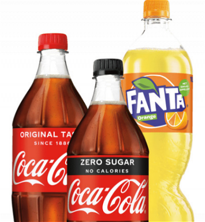 Coca cola, cola zero en Fanta  Pet Flessen 0,5