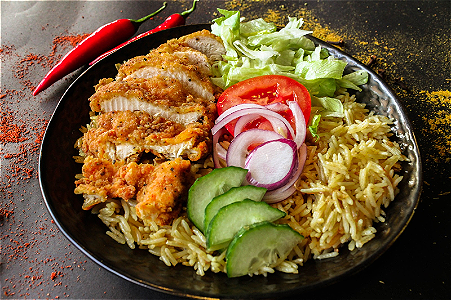 Crispy Chicken & Rice (Indian Style)