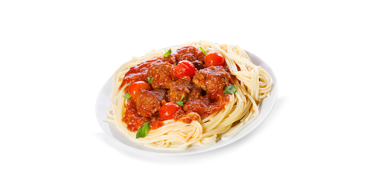 Spaghetti met gehaktballen en tomaat