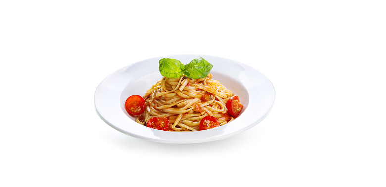 Pasta met paprikasaus en cherrytomaat