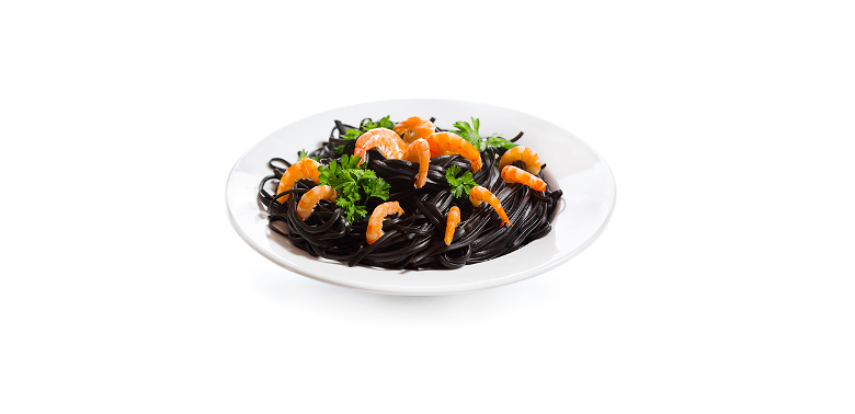 Zwarte pasta met garnalen