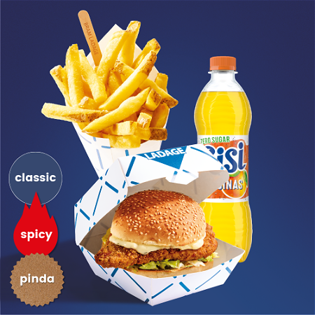 Kipfiletburger menu met drankje