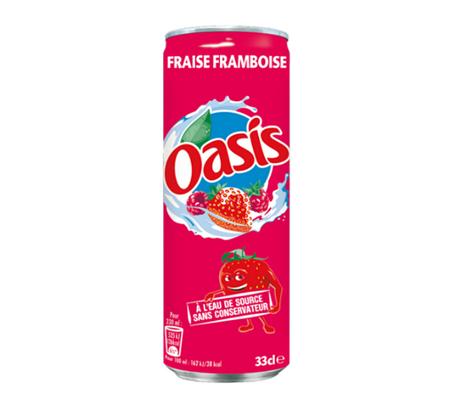 Oasis aardbei framboos blik 33 cl