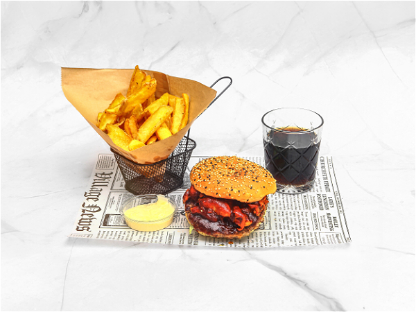 Pulled chicken burger menu