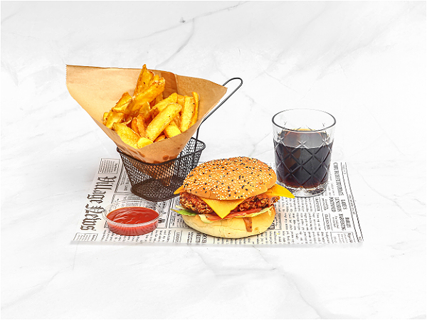 Cheesy chicken burger menu