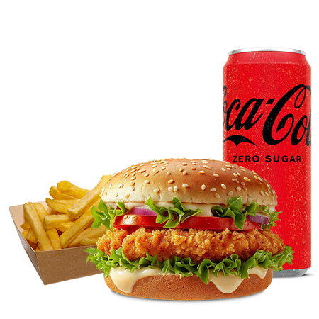 Vega crispy chick'n burger menu