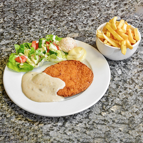 Schnitzel champignonroomsaus schotel