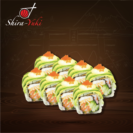 Dragon roll krokante zalm en komkommer 