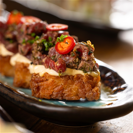 CRISPY - RICE - BEEF TATAKI