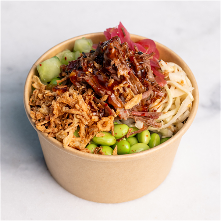 Mini poké bowl pulled beef
