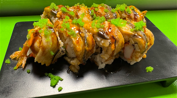 *NEW* Flamed Saba Dragon roll