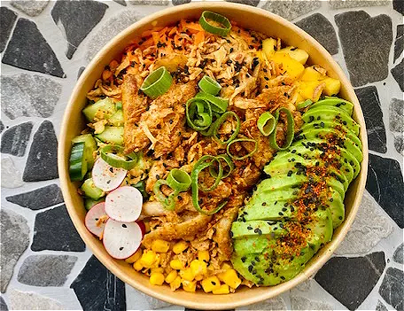 Poké bowl vegan kip