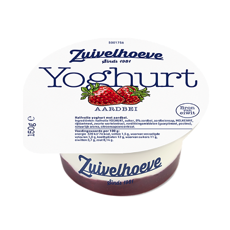 Zuivelhoeve Yoghurt aardbei 150 gram