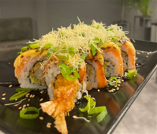 NEW !! Flamed Sake Cheese Dragon roll