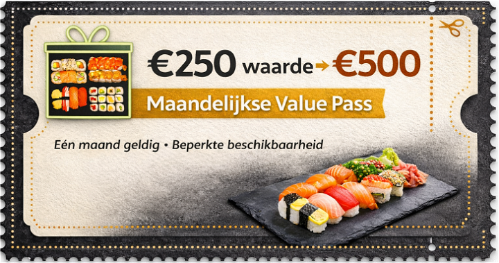Uchi Sushi Maandelijkse Value Pass – €500 waarde voor €250