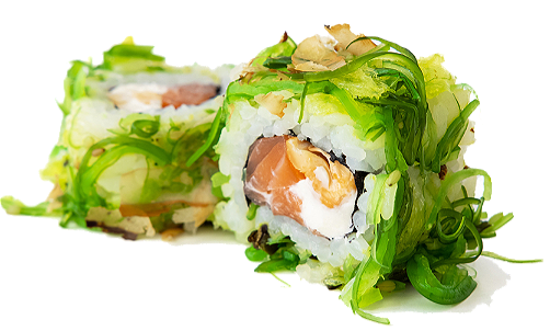 Uramaki with Salmon, Seaweed, Cream Cheese