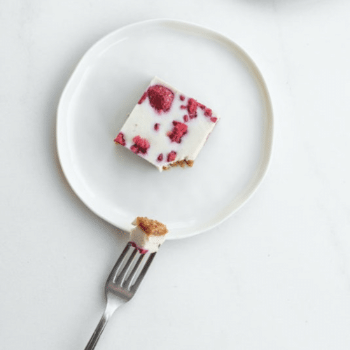 Raspberry cheesecake bite