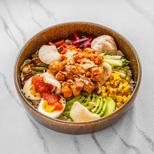 Chicken curry poke bowl